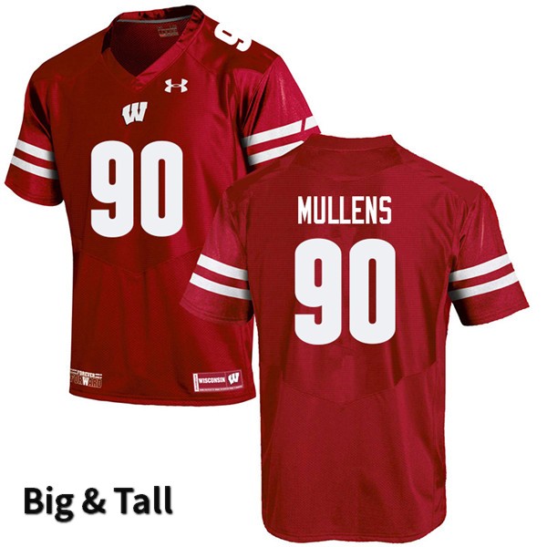 Wisconsin Badgers Men's #90 Isaiah Mullens NCAA Under Armour Authentic Red Big & Tall College Stitched Football Jersey RO40U24LA